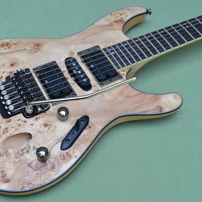 Ibanez S-Series S770PB Poplar Burl Natural Flat Guitar with Wizard II 3 Piece Maple Neck image 4