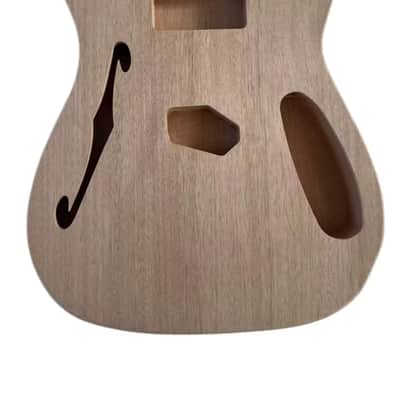 Mahogany Wood Guitar Tele Style Body, F Hole Routing image 1