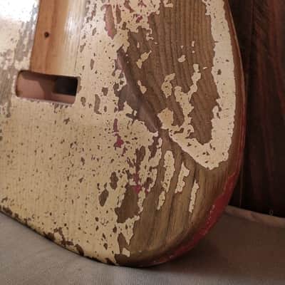 #202603 :: Baldman's Stratocaster (open) body in Aged Olympic White over Metallic Wine Red : Vintage image 12