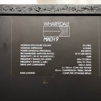 Wharfedale MACH 9 Floor Standing Vintage Speakers #1874 Sold Together As A Pair - Good Working Cond image 12