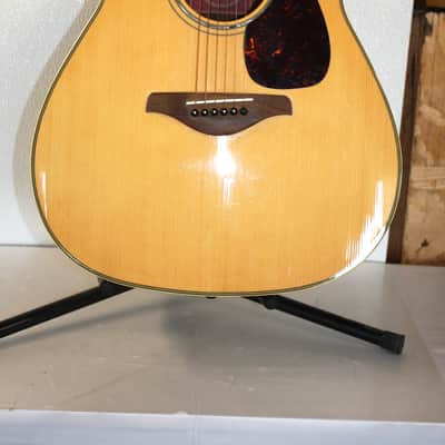 2006 Yamaha FG730S Solid Top Acoustic Guitar Natural With Hard Shell Case image 2