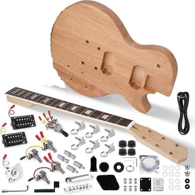 DIY Electric Guitar Kit, Style Mahogany Body & Maple Neck Guitar with HH Pickups, Easy to Assemble Kit with All Parts Included – Build Your Own Electric Guitar image 1