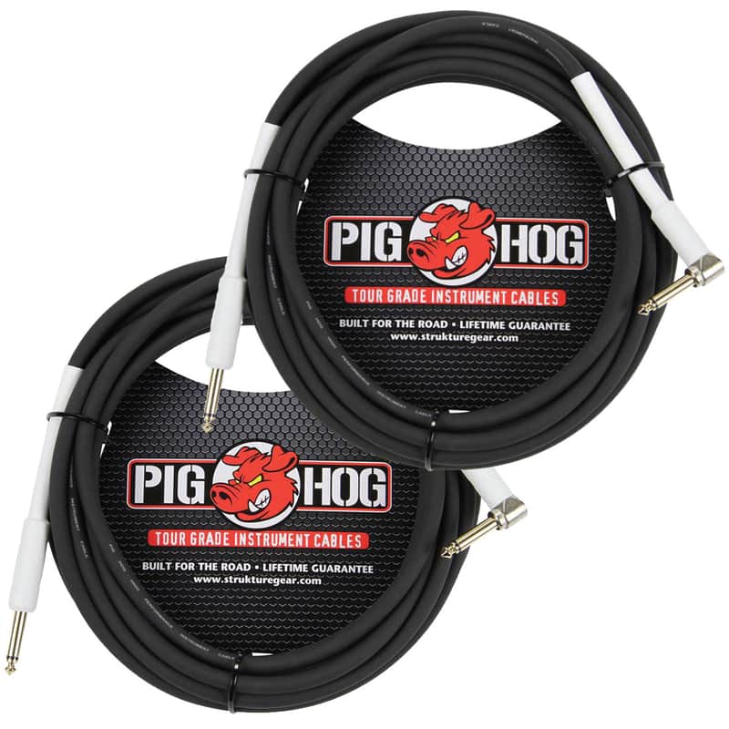 2 Pack Pig Hog PH186R Right Angle 8mm 18.5FT 1/4"-1/4"  Inst Cable Lifetime Warranty! image 1