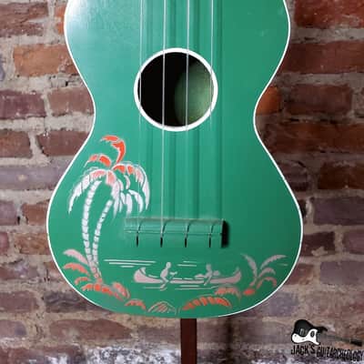 Harmony "Island Stencil" American Made RARE Soprano Ukelele (1950s, Green) image 3