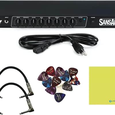 Tech 21 RBI SansAmp RBI 1U Rackmount Bass Preamp Bundle w/ 2X Strukture S6P48 Woven Right Angle Patch Cables, 12x Fender Picks and Liquid Audio Polishing Cloth image 1