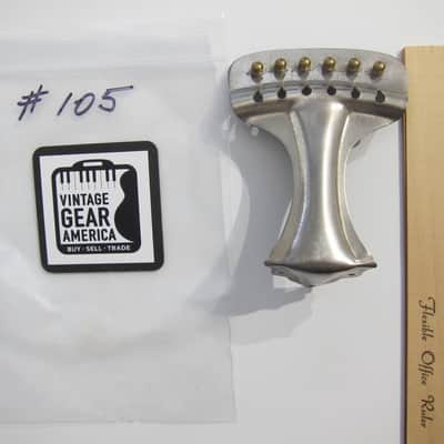 Vintage Oscar Schmidt Six String Acoustic Guitar Tailpiece with Individual Saddles Authentic Vintage Part Circa-1920s-1930s-Nickel Silver image 10