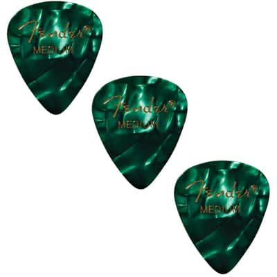 Fender Premium Celluloid 351 Shape Guitar Picks, Medium, Green Moto, 12-Pack image 3