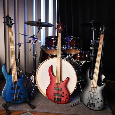 Cort B4 Plus AS RM Bass, Swamp Ash Body, Roasted Maple Fingerboard, 5-pc Neck, Burgandy Red image 9