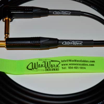 Professional Grade Instrument Cable Black 18 feet Canare GS-6  Nuetrik Gold Straight and Right Angle image 1