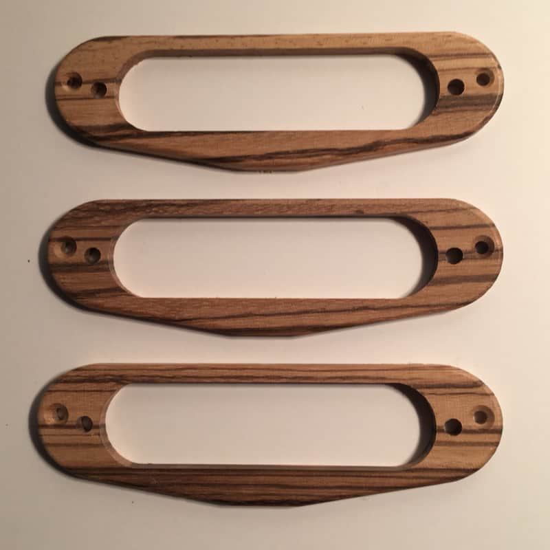 Guilford Zebrawood Set of 3 Single Coil Pickup Rings  Natural Wood image 1