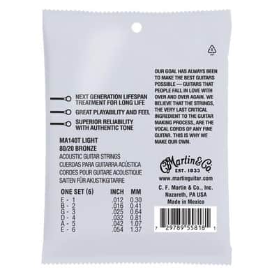 Martin MA540T Authentic Treated Light 92/8 Phosphor Bronze Acoustic Guitar Strings image 2