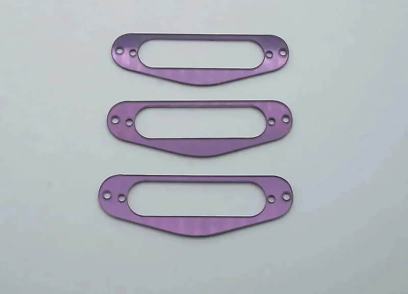 Purple Mirror Stratocaster Strat Style Guitar Single Coil Pickup Rings Frames image 1