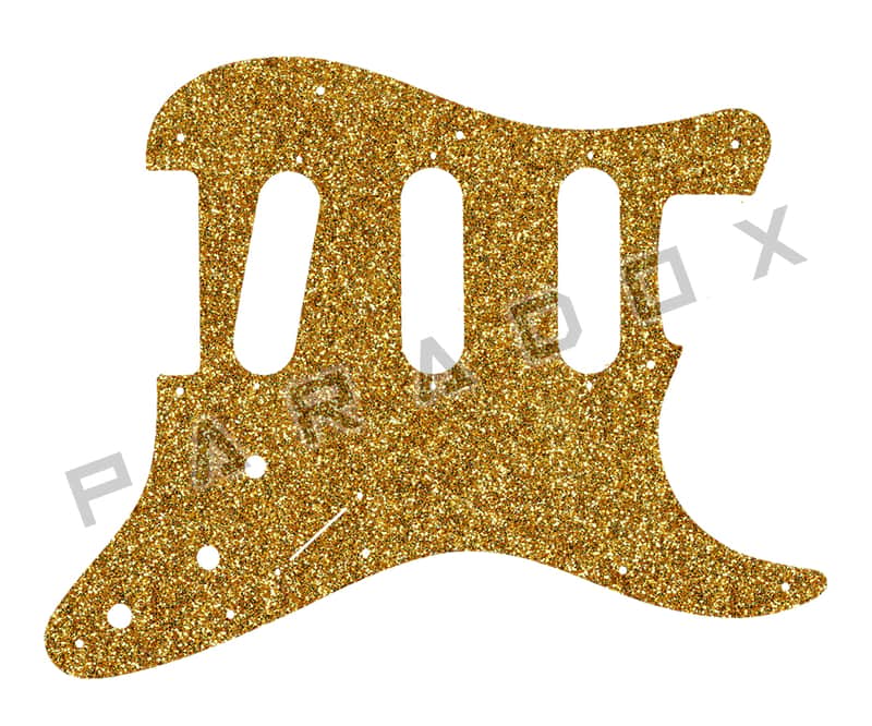 Custom Pickguard For 2000 - Present Made in America Fender Stratocaster Oversized Template with Burns Tri-Sonic Pickups - Gold Sparkle Acrylic .112" image 1
