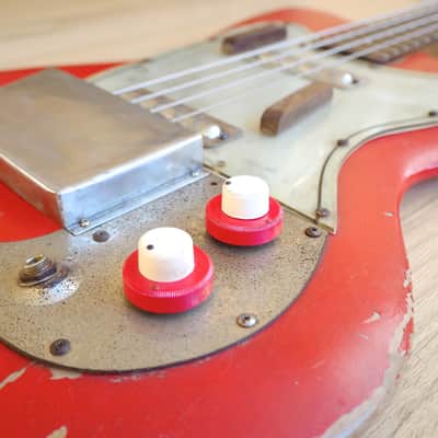 1965 Danelectro Coral Deluxe Vintage Electric Bass Guitar Fiesta Red Full Scale image 6