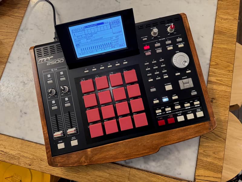 Akai MPC2500: JJOS, XLCD screen, custom wooden case image 1