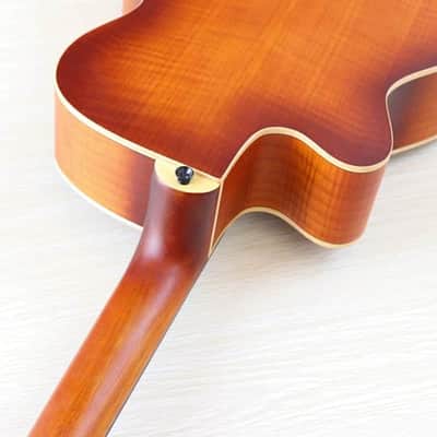 Sunburst Finish 40 Inch Acoustic Electric Guitar, Flame Oak Top Body, Okoume Wood Neck image 4