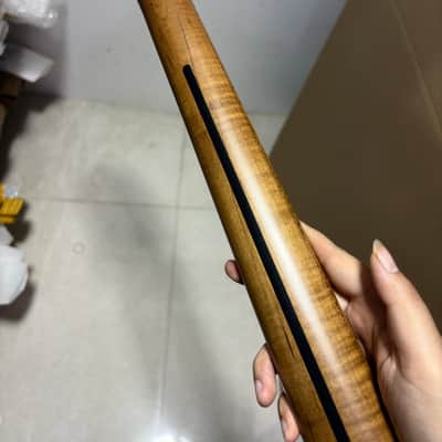 DIY 20 fret 30 inch Short Scale Roasted Flame Maple Bass guitar neck heel:57.5mm image 9