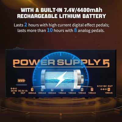JOYO Built-in 4400mAh Rechargeable Battery Guitar Effect Pedal Power Supply 8 Outputs 9V 12V 18V (100mA, 500mA) Jacks & 5V/1A USB Port (JP-05) (Price includes the import duty to US buyer) image 3