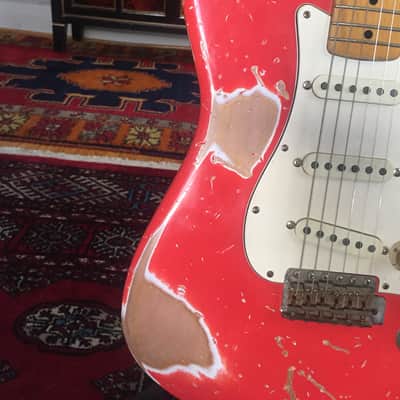 1966 Relic Fender Stratocaster, Fiesta Red, USA and Japan Parts image 7