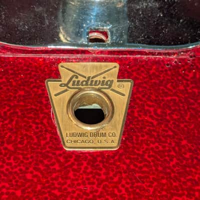 Ludwig  Super Classic Red Sparkle Bass Drum 22x14 60s image 4
