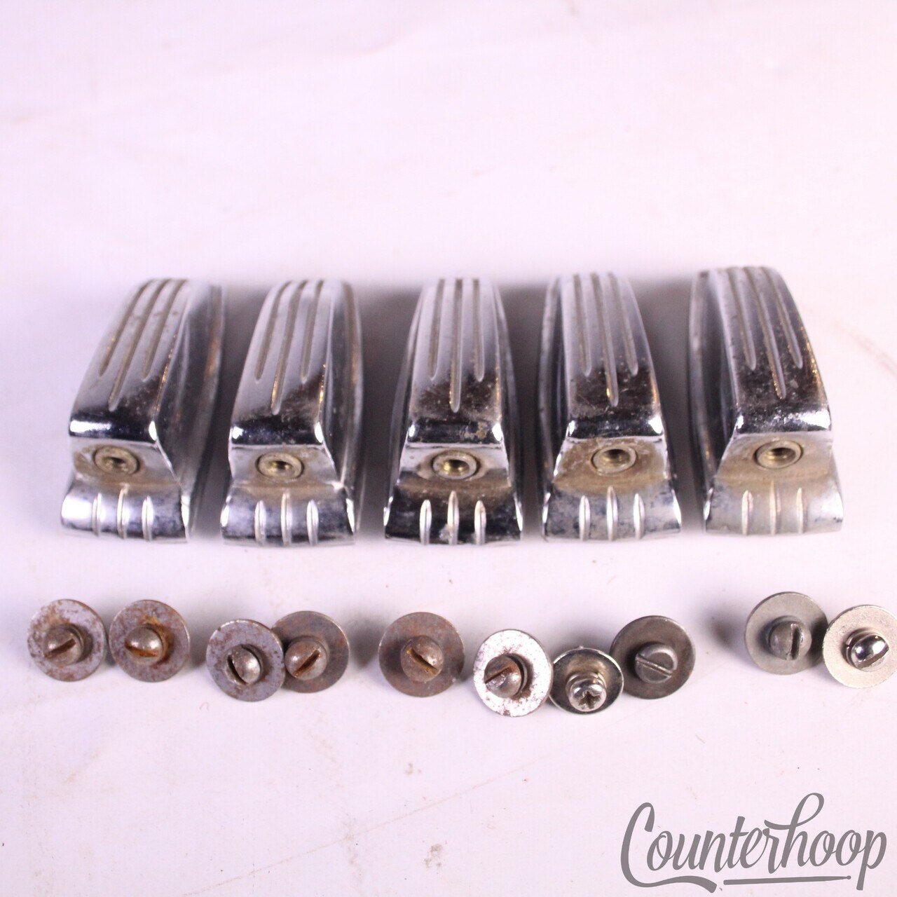 Ludwig 5x Bass/Floor Tom Drum Lugs Large Classic Tension Lug Chrome WFL Vintage — main photograph