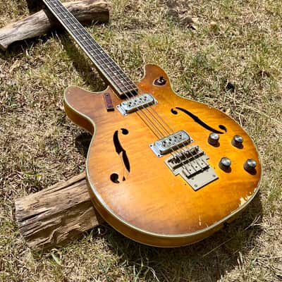Vintage Harmony H-27 Mid 60’s Bass Guitar - Sunburst Flame Top image 4