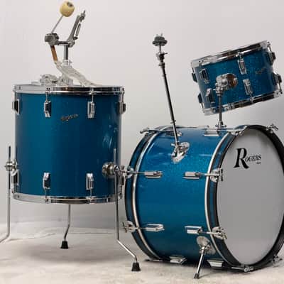 Rogers 20/12/16" 1960's Cleveland-Era Drum Set - Blue Sparkle image 2