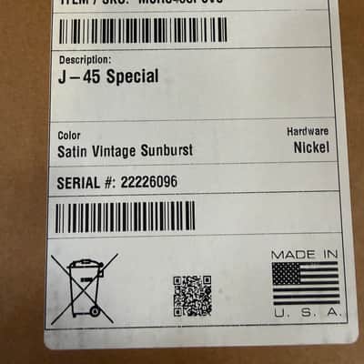 Gibson J-45 Special Satin Vintage Sunburst New Unplayed Auth Dlr 4lb7oz #096 image 25