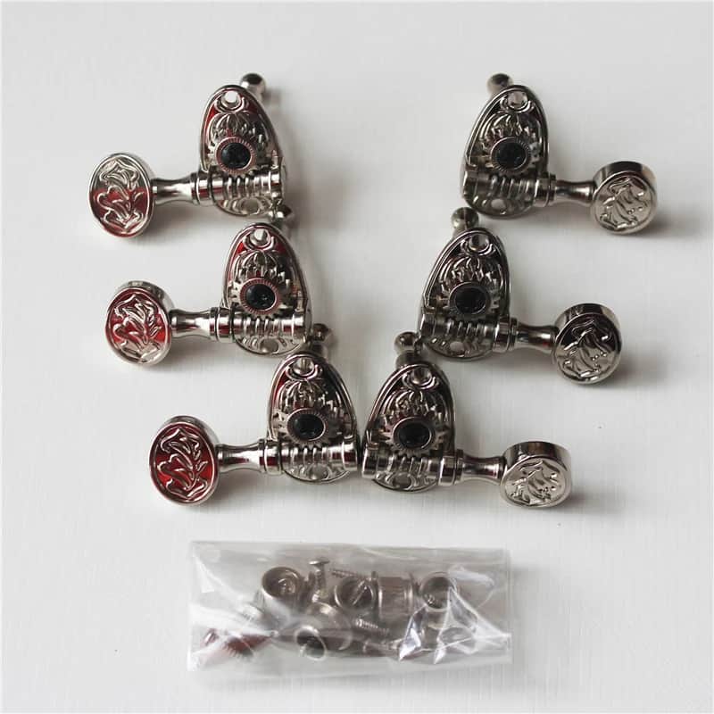 3R/3L Silver Guitar Engraved Machine Heads Tuning Pegs Keys image 1