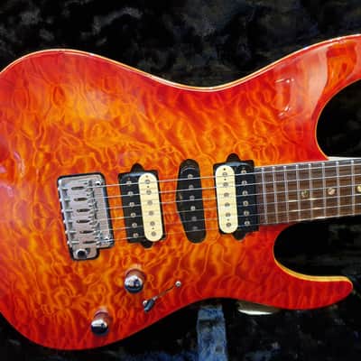 2014 Suhr Modern Carve Top Fire Burst Electric Guitar image 3