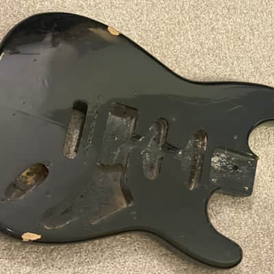 Vintage Strat body from Estate - Not a heavy guitar body! ! - unbranded light weight stratocaster style body 1970's - black / w real wear and good mojo - featherweight ! not heavy! image 2
