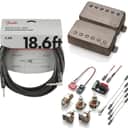EMG F JH SET JAMES HETFIELD SANDBLASTED SET 52mm FLOYD ROSE SPACED SHORT SHAFT POTS & WIRING ( FENDER 18FT )
