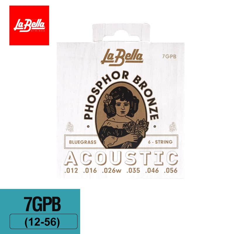 La Bella 7GPB Phosphor Bronze Acoustic Guitar Strings – Bluegrass 12-56 image 1