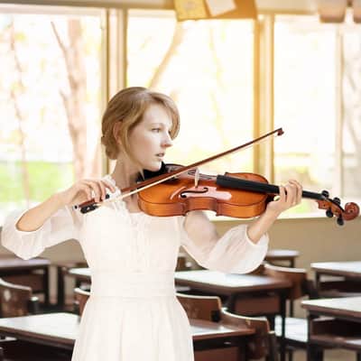 Glarry 4/4 Acoustic Violin with Electronic Tuner Violin Hard Case image 5