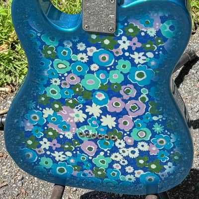 2021 Waterslide Guitars T Style Blue Flower Telecaster W/B&G Benders Floral Tele image 5