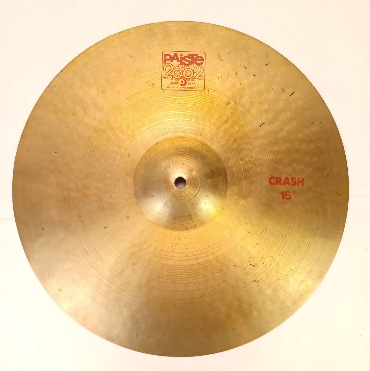 Paiste 2002 16" 1042g Crash Cymbal Vintage 80s Red Label Switzerland CuSN8 Swiss — main photograph