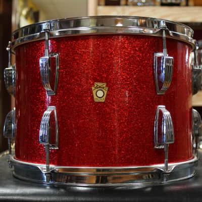 1960s Ludwig Super Classic Outfit in Red Sparkling Pearl 14x22 9x13 16x16 image 16