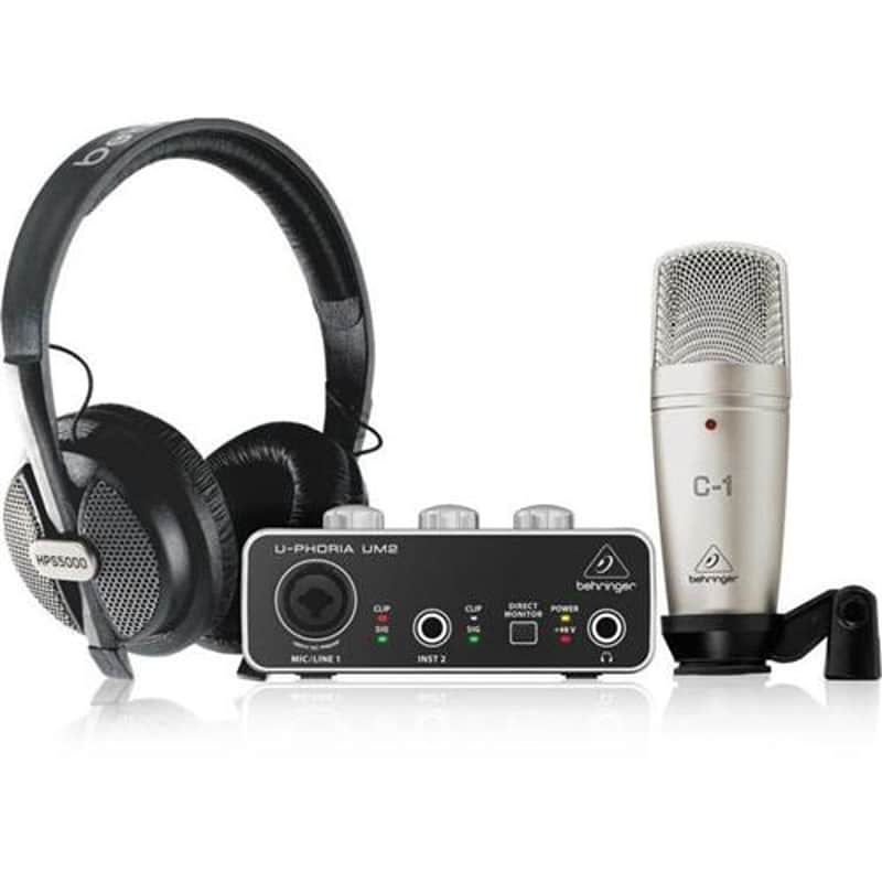 Behringer U-PHORIA STUDIO Complete Recording/Podcasting Bundle with UM2 USB Audio Interface, Condenser Microphone and Studio Headphones image 1