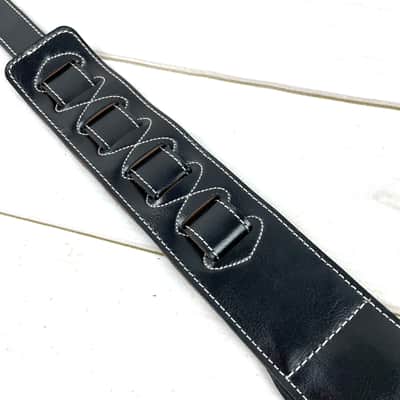 Walker and Williams C-22 Premium Black Signature Grain Leather 3" Wide Double Padded Guitar Strap For Acoustic, Electric, And Bass Guitars image 11
