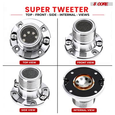 5 Core 1.5 Inch Super Tweeter 250W 8Ohm Pro Audio Aluminum Replacement Neodymium Bullet Horn image 6