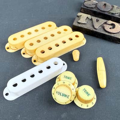 General Vintage Tone Pre CBS Nylon 59 - 65 Set Covers / Knobs / tips for Stratocaster ®️ Tool marks - heavy  ivory Heavy ivory image 7