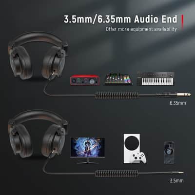 Studio Microphone 6.35Mm/3.5Mm Headphones Bundle, Usb Pc Condenser Microphone With Scissor Arm Stand, Shock Mount, Monitor Over-Ear Headphones, For Instruments Recording Podcasting (T669+H8) image 6