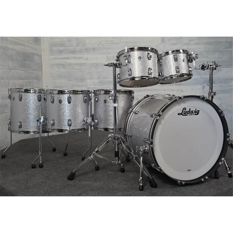 Used Ludwig Classic Oak 6pc Drum Set Silver Sparkle - Very Good image 1
