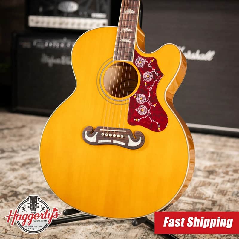 Epiphone J-200 Studio EC Acoustic/Electric Guitar - Antique Natural with Gig Bag image 1