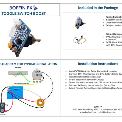 Boffin FX Toggle Switch 20dB Boost Onboard Guitar Preamp (Flat Handle) image 9