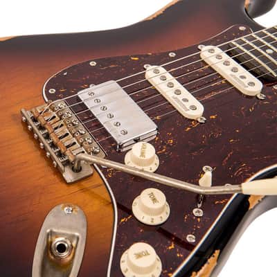 Vintage Vintage V6H ICON HSS Electric Guitar ~ Ultra-Gloss Distressed Sunset Sunburst  V6HMRSSB image 5