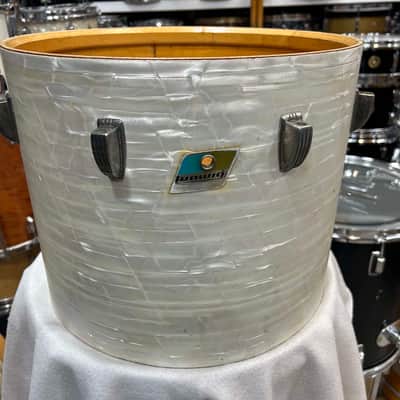 Ludwig 12" deep X 15" head Concert Tom (314-354) 70's - White Marine Pearl / Nickel Plated image 5