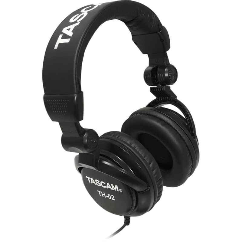 TASCAM TH-02 Professional Studio Monitor Headphones, Wired, Over Ear — for Recording, Podcast, DJ, Music and Guitar, with 1/4 Inch Jack Adapter image 1