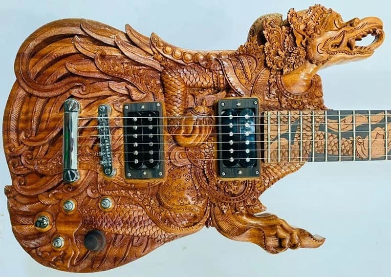 Electric Guitar Handmade by Blueberry Garuda Vishnu Balinese Motif with Seymour Duncan Pickups image 1