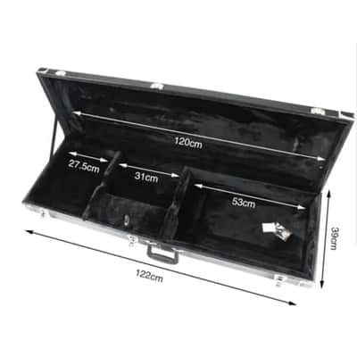 46" Electric Bass Guitar Hard Case, Wooden Hard-Shell Protective Guitar Carrying Case with Lock Latch image 2